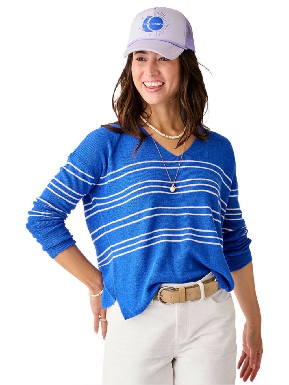 Carve Designs Zella Pullover Sweater Royal Blue Knit Top Size Small NEW no Tag